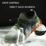 Men's Outdoor Breathable Mesh Light & Comfortable Steel Toe Protective Work Shoes Boots Men Summer Puncture Proof Safety Shoes